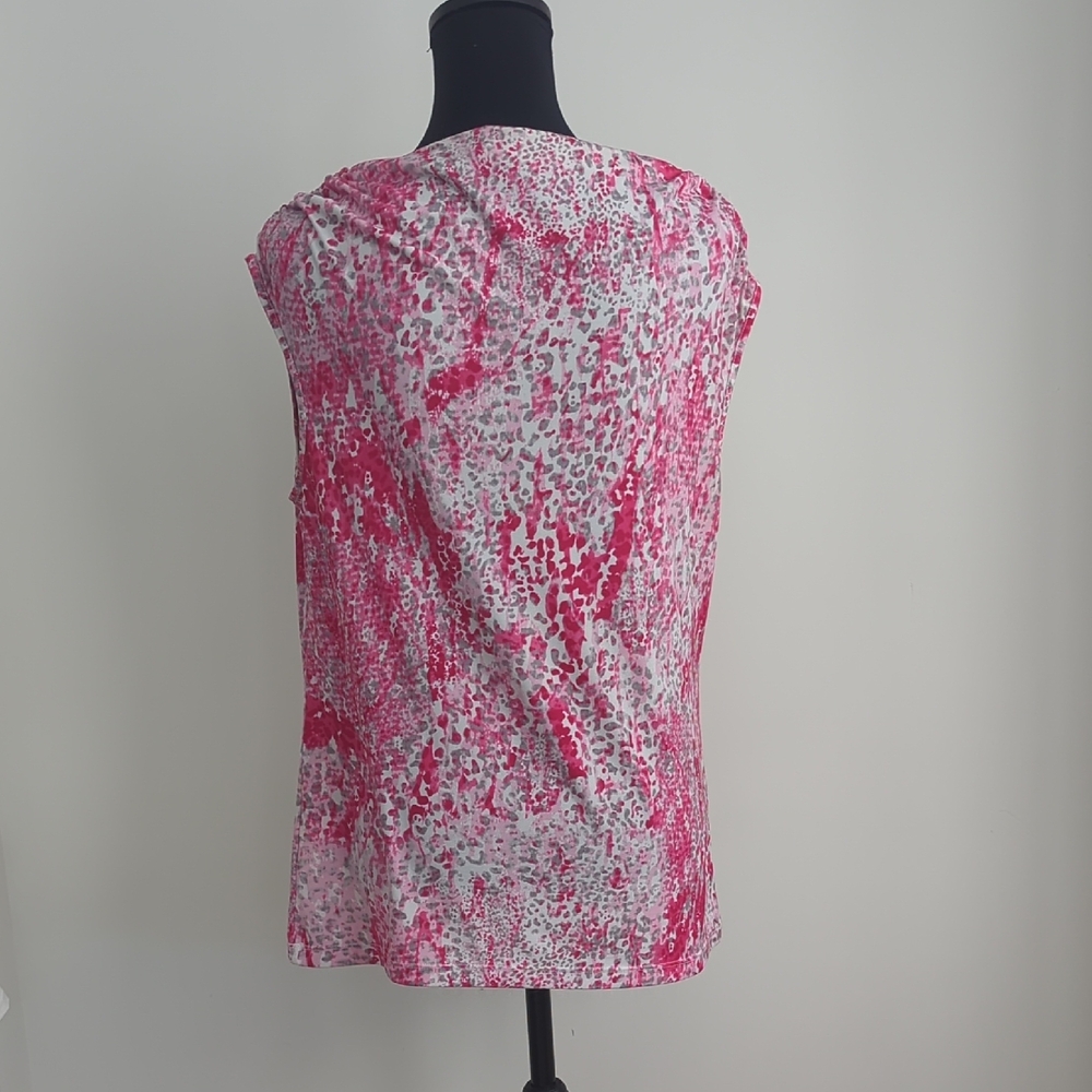 Anne Klein Pink & White Draped Cowl-Neck Camisole - Picture 4 of 6